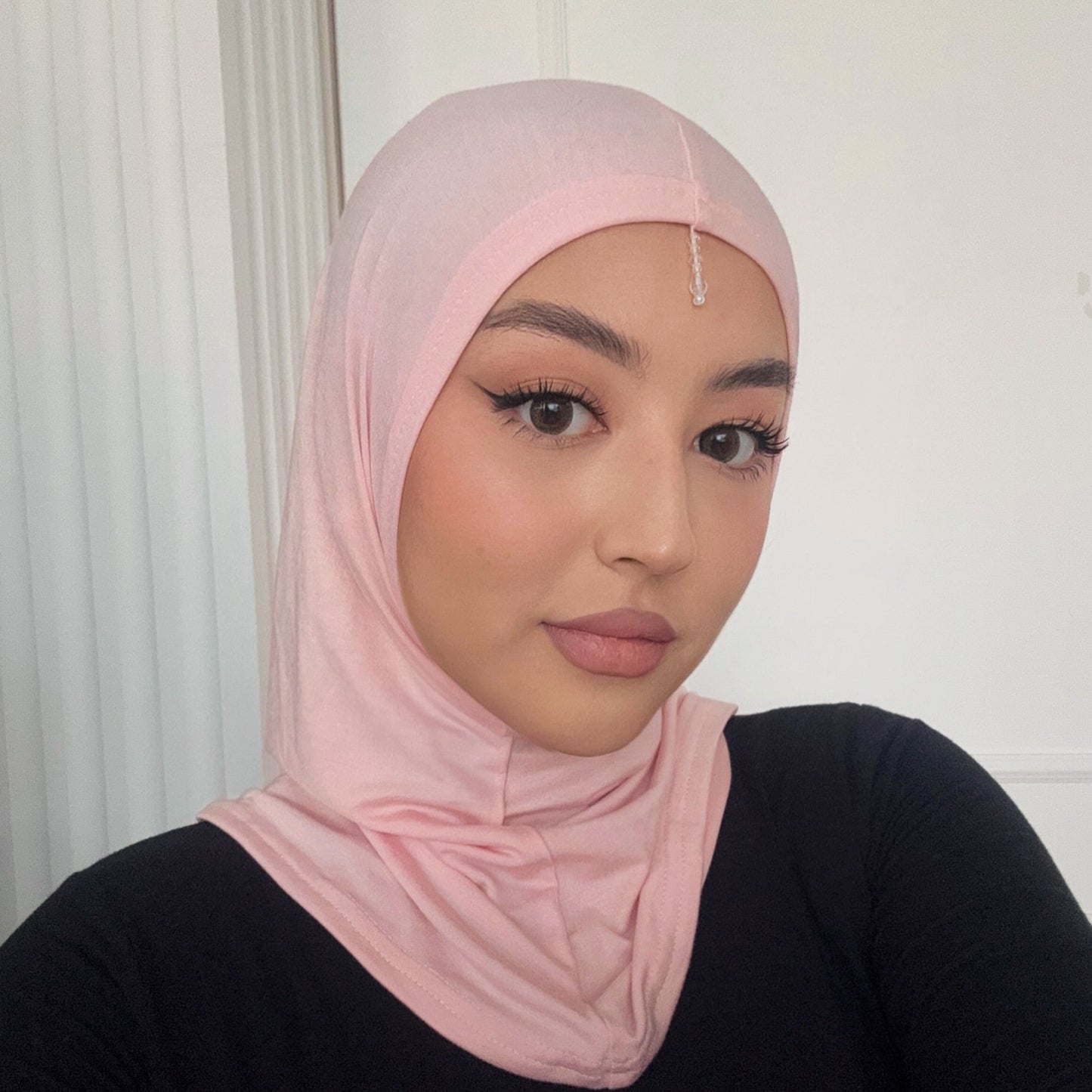 Premium Hijab Caps with Crystals – Breathable & Comfortable Underscarf for Secure Hijab Styling - Dusty Rose Quartz