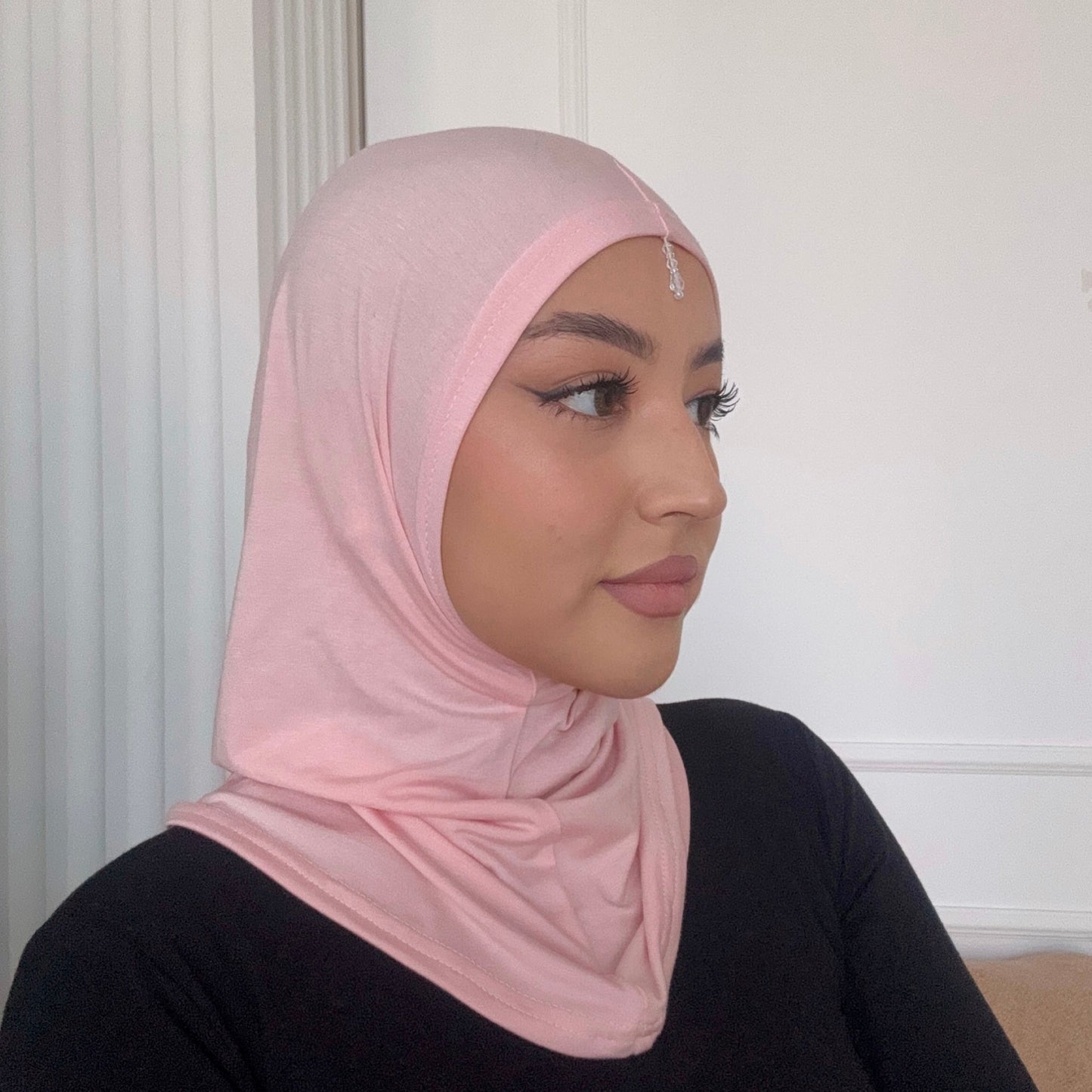 Premium Hijab Caps with Crystals – Breathable & Comfortable Underscarf for Secure Hijab Styling - Dusty Rose Quartz