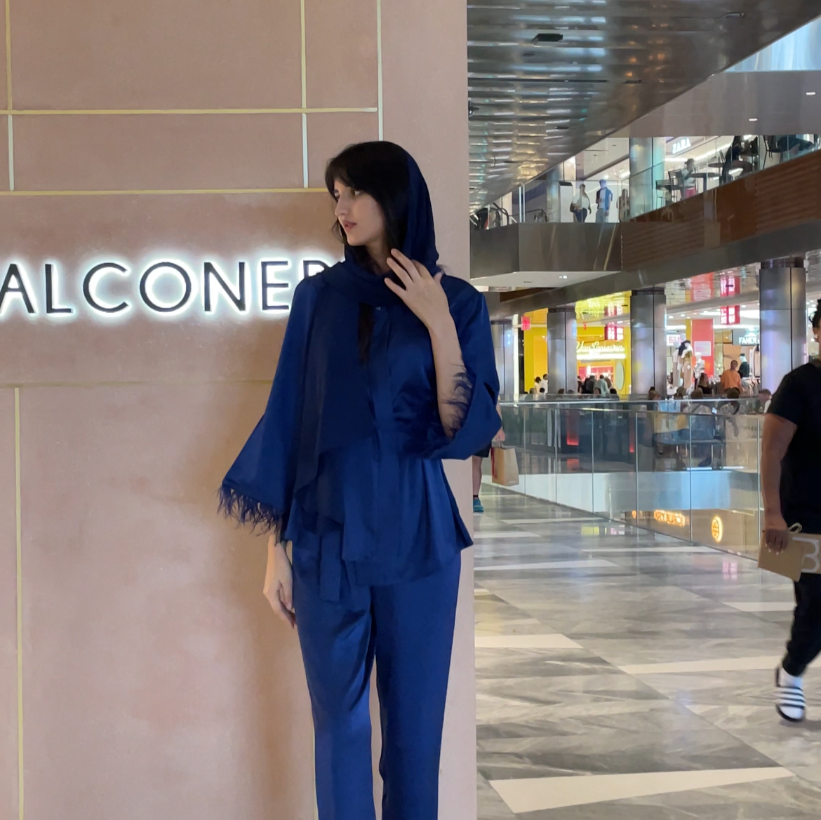 Silk Blend Kimono & Pants Two-Piece Elegant Suit – Royal Blue