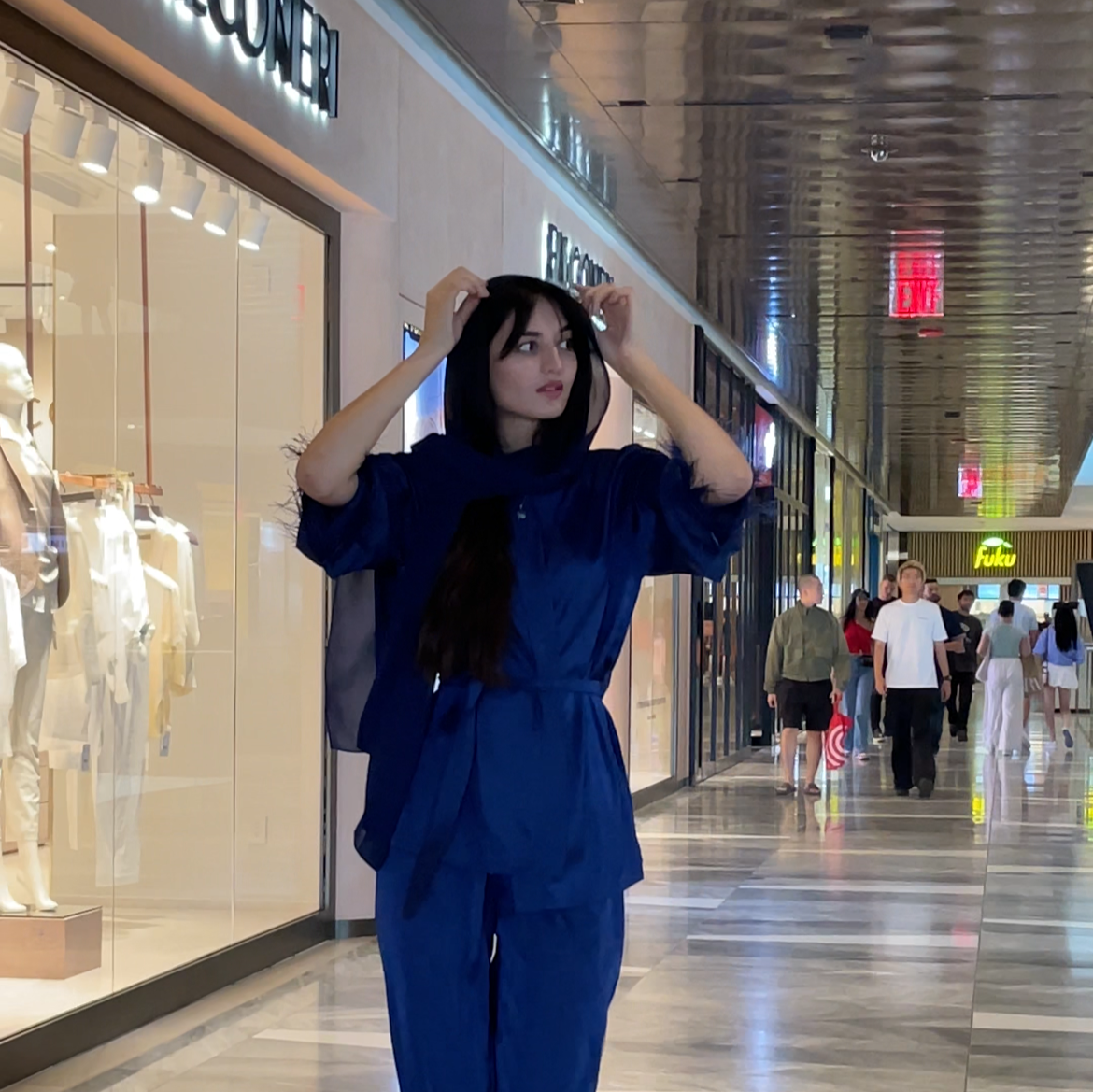Silk Blend Kimono & Pants Two-Piece Elegant Suit – Royal Blue