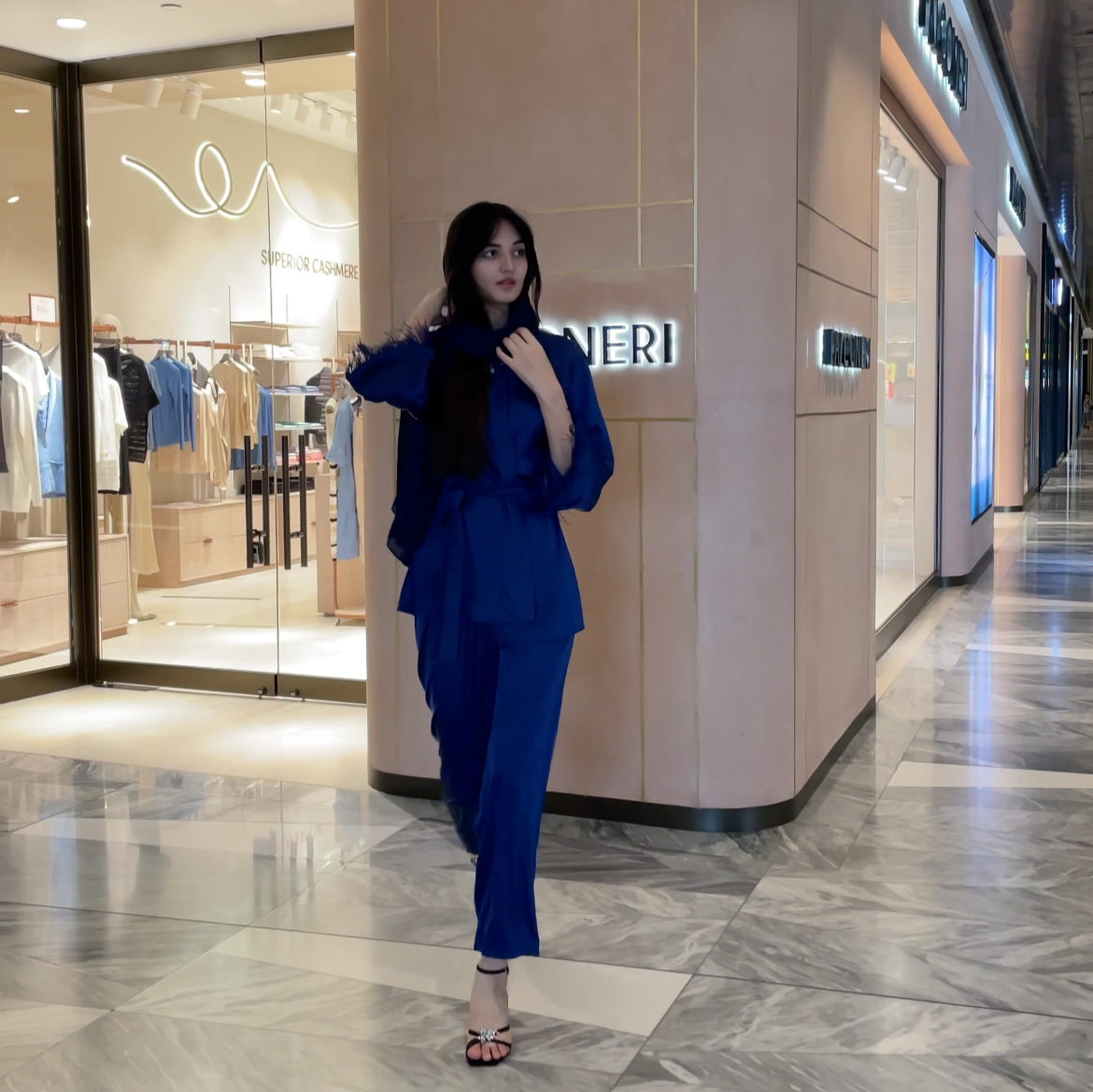 Silk Blend Kimono & Pants Two-Piece Elegant Suit – Royal Blue