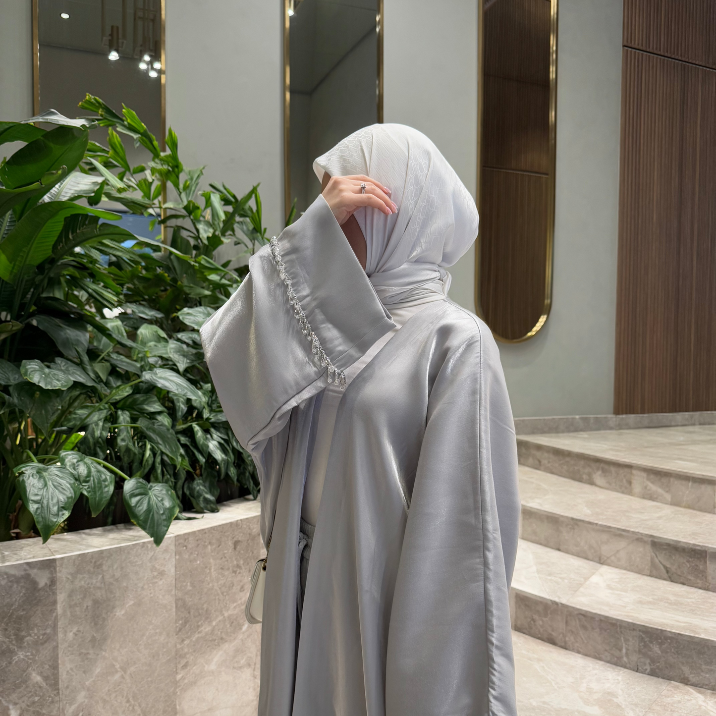 Elegant & Modest Luxury Taffeta-Organza Abaya with Beads – Perfect for Every Occasion | Sterling Whisper