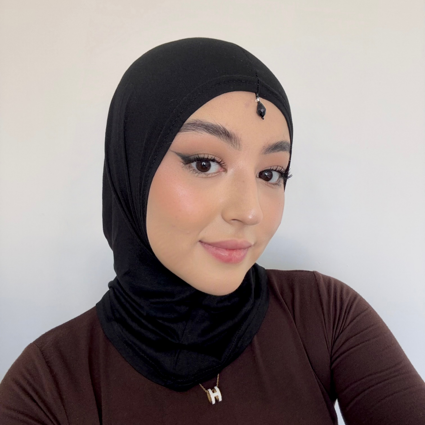 Premium Hijab Caps with Crystals – Breathable & Comfortable Underscarf for Secure Hijab Styling - Black