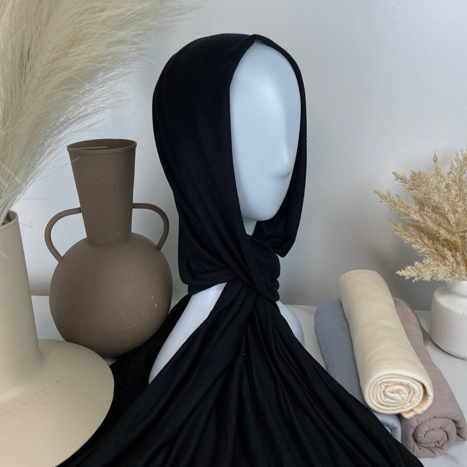 Elegant Black Jersey Hijab